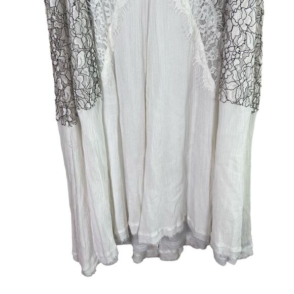 One The Land Halter Dress‎ Women's Large White Black Lace Gauzy Tiered Keyhole - Picture 3 of 14